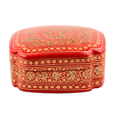 Artisan Crafted Red and Gold Hand Painted Box