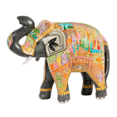 Royal Elephant Papier Mache Sculpture (11 Inch)