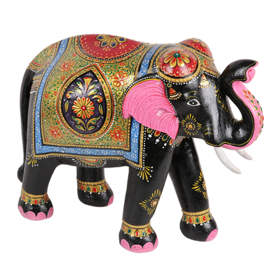 Colorful Handpainted Elephant Sculpture from India