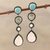 Multi-gemstone dangle earrings, 'Artist's Palette' - Artisan Crafted 925 Silver Gemstone Earrings with 18k Gold (image 2) thumbail