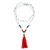 Lange Anhänger-Halskette mit mehreren Edelsteinen, 'Fancy Red Quaste'. - Langes Edelstein-Halsband mit roter Quaste als Anhänger