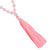Lange Halskette aus Rosenquarz, 'Contemporary Chic'. - Handgeknüpfte Halskette mit langer Quaste aus rosa Rosenquarz