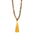 Tiger's eye long necklace, 'Contemporary Chic' - Hand Knotted Tiger's Eye Long Tassel Necklace