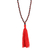 Lange Anhänger-Halskette aus Hämatit, 'Red Quaste Trends'. - Lange perlenbesetzte rote Quastenhalskette mit Hämatit aus Indien