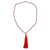 Collar colgante largo de hematita, 'Tendencias de borla roja' - Collar de borla roja de hematita con cuentas largas de la India