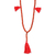 Carnelian long Y-necklace, 'Flirty Tassels' - Carnelian Long Y-Necklace with 5 Red Tassels
