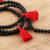 Onyx long Y-necklace, 'Flirty Tassels' - Black Onyx Long Y-Necklace with 5 Tassels