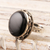 Onyx cocktail ring, 'Black Mirror' - Black Onyx Sterling Silver Cocktail Ring from India