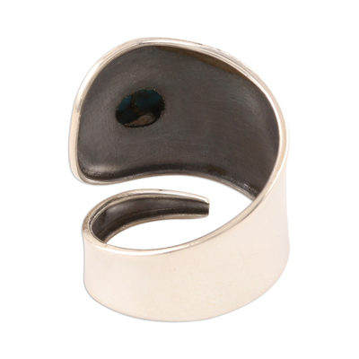 Sterling silver wrap ring, 'Mermaid Scales' - Composite Turquoise and Sterling Silver Wrap Ring