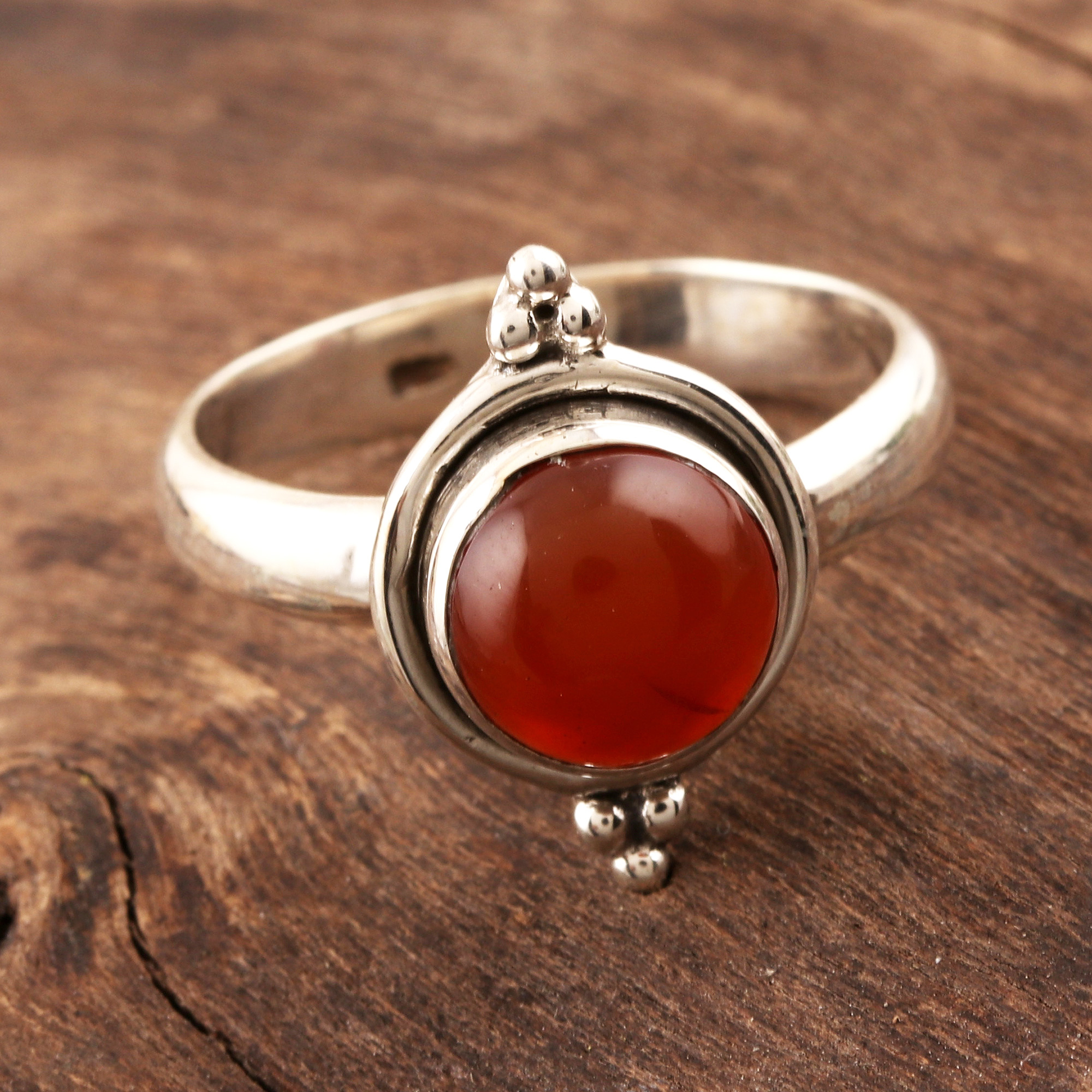 Simple Carnelian and Sterling Silver Ring from India - Sunset Memory ...