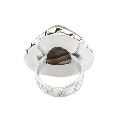 Labradorite cocktail ring, 'Ocean Realm' - Artisan Crafted Labradorite and Sterling Silver Ring