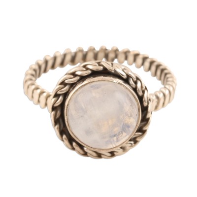 Rainbow Moonstone Single-Stone Ring from India