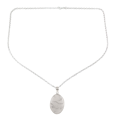 Howlite pendant necklace, 'White Mist' - Howlite Pendant Necklace