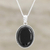 Onyx pendant necklace, 'Mysterious Night' - Black Onyx Cabochon Pendant Necklace