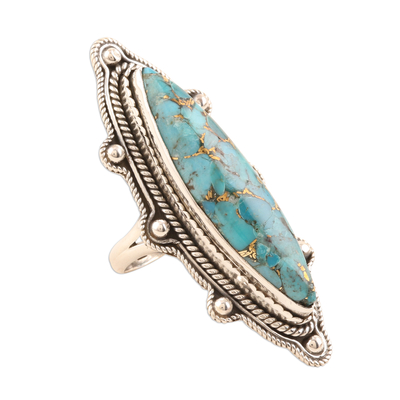 Sterling silver cocktail ring, 'Lake Palace' - Composite Turquoise Cocktail Ring