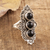 Onyx cocktail ring, 'Vintage Vogue' - Ornate Three-Stone Onyx Cocktail Ring thumbail