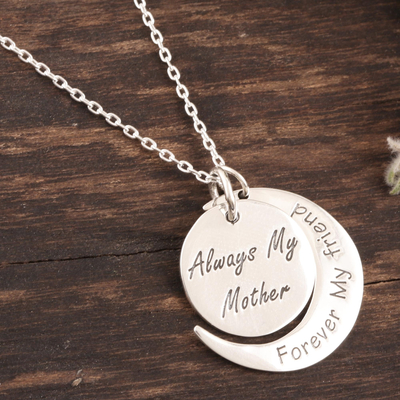 Sterling silver pendant necklace, 'Always My Mother' - Sterling Silver Pendant Necklace for Moms