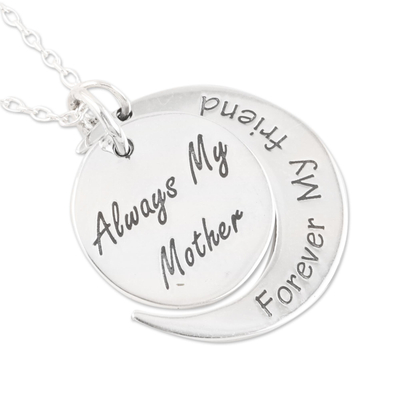 Collar colgante de plata de ley, 'Siempre mi madre' - Collar colgante de plata de ley para mamás