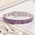 Rhodium plated amethyst wristband bracelet, 'Supreme Brilliance' - Amethyst Rhodium Plated Silver Wristband Bracelet