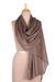 Wool and silk blend shawl, 'Kashmiri Sand' - Wool and Silk Blend Kashmir Taupe Brown Shawl