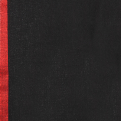 Wool and silk blend shawl, 'Strawberry Night' - Black Wool and Silk Blend Kashmir Shawl with Red