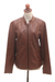 Women's lLeather jacket, 'Stylish Elegance' - Moto Style Leather Jacket in Cinnamon (image 2a) thumbail