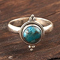 Sterling silver cocktail ring, 'Ocean Memory' - Composite Turquoise Single Stone Ring