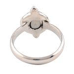 Cultured pearl single-stone ring, 'Moon Memory' - Luminous Cultured White Pearl Ring