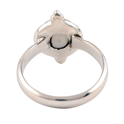Cultured pearl single-stone ring, 'Moon Memory' - Luminous Cultured White Pearl Ring