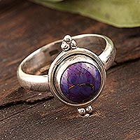 Sterling silver cocktail ring, 'Twilight Memory' - Purple Composite Turquoise and Silver Ring