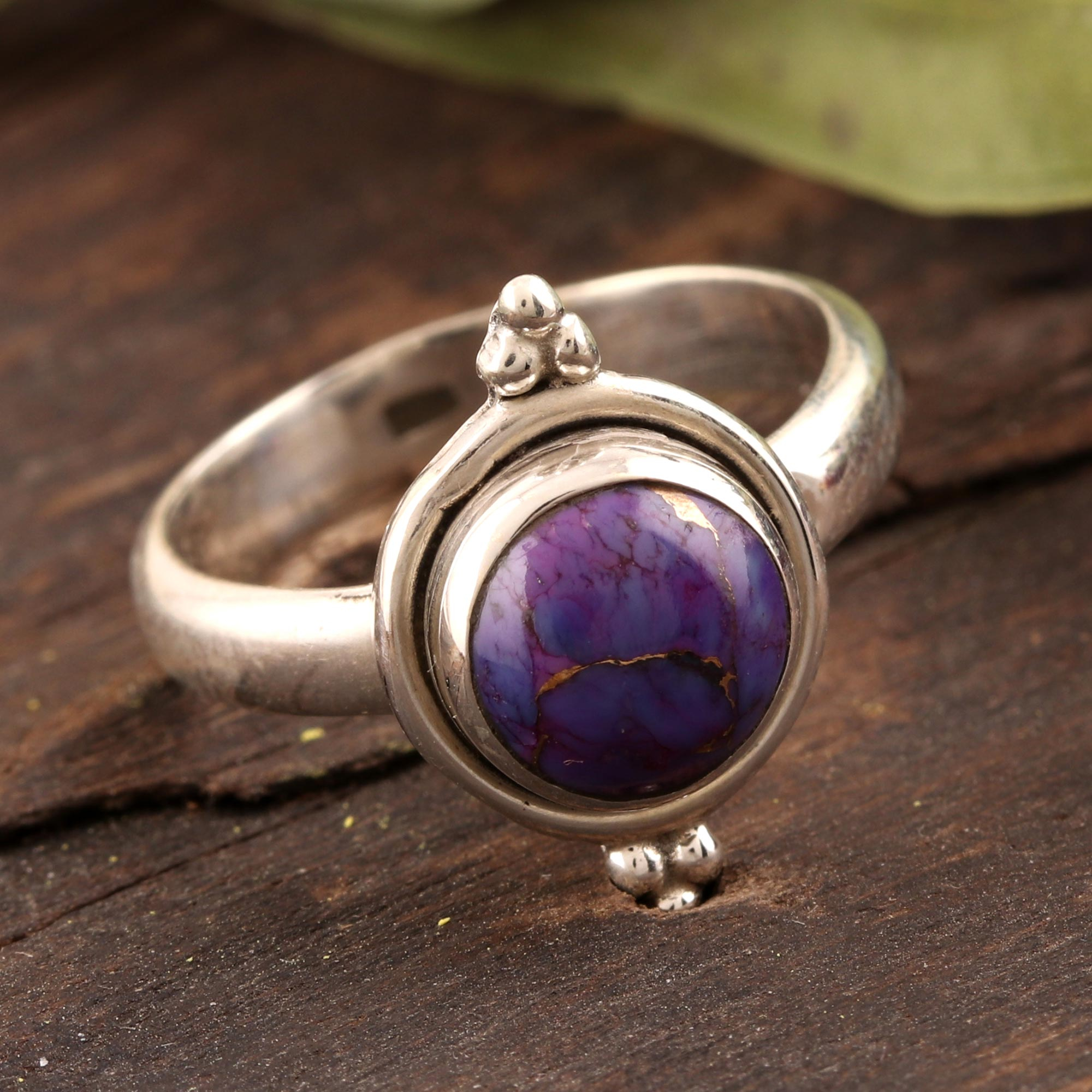 Purple Composite Turquoise and Silver Ring - Twilight Memory | NOVICA