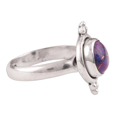 Sterling silver cocktail ring, 'Twilight Memory' - Purple Composite Turquoise and Silver Ring