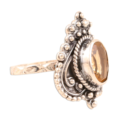 Citrine cocktail ring, 'Golden Magnificence' - Three Carat Citrine Cocktail Ring from India