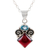 Garnet and blue topaz pendant necklace, 'Rainbow Fragments' - Artisan Crafted Garnet and Blue Topaz Pendant Necklace