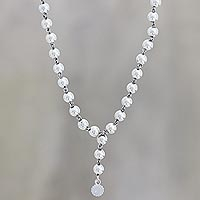 Sterling silver long Y-necklace, 'On Reflection'