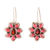 Garnet dangle earrings, 'Camellia Blossoms' - Garnet Flower-Shaped Dangle Earrings
