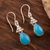 Chalcedony dangle earrings, 'Blue Morn' - Blue Chalcedony and Sterling Silver Earrings
