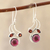 Garnet dangle earrings, 'Triple Fascination' - Garnet Gemstone Dangle Earrings