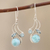 Larimar and blue topaz dangle earrings, 'Triple Fascination' - Blue Topaz and Larimar Dangle Earrings thumbail