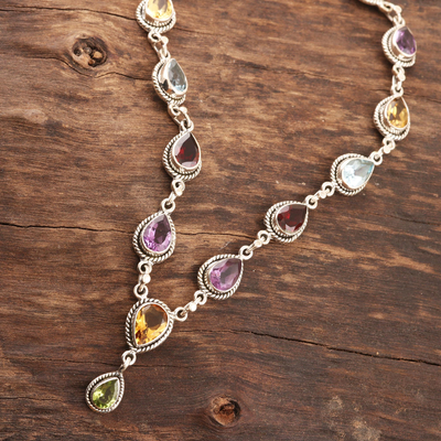 Multi-Gemstone and Sterling Silver Necklace - On the Bright Side 