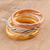 Gold plated and sterling silver stacking rings, 'Triple Union' (set of 3) - Gold and Silver Engraved Stacking Band Rings (Set of 3) (image 2b) thumbail