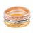 Gold plated and sterling silver stacking rings, 'Triple Union' (set of 3) - Gold and Silver Engraved Stacking Band Rings (Set of 3) (image 2d) thumbail
