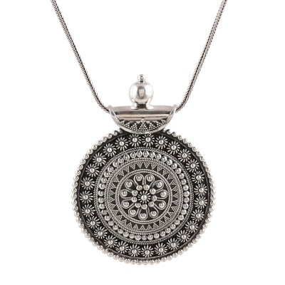 Sterling silver pendant necklace, 'Sikandra Splendor' - Sterling Silver Indian Style Pendant Necklace