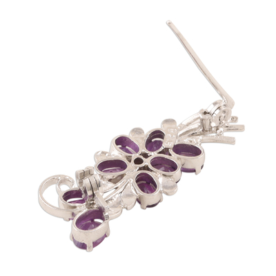 Broche de amatista - Broche ramo de amatista violeta plata rodiada
