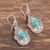 Sterling silver dangle earrings, 'Agra Aesthetic' - Oxidized Silver and Reconstituted Turquoise Earrings (image 2) thumbail