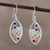 Multi-gemstone dangle earrings, 'Leafy Chakra' - Sterling Silver Dangle Earrings with Chakra Gemstones thumbail