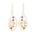 Multi-gemstone dangle earrings, 'Leafy Chakra' - Sterling Silver Dangle Earrings with Chakra Gemstones (image 2a) thumbail