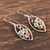Multi-gemstone dangle earrings, 'Leafy Chakra' - Sterling Silver Dangle Earrings with Chakra Gemstones (image 2b) thumbail