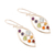 Multi-gemstone dangle earrings, 'Leafy Chakra' - Sterling Silver Dangle Earrings with Chakra Gemstones (image 2c) thumbail