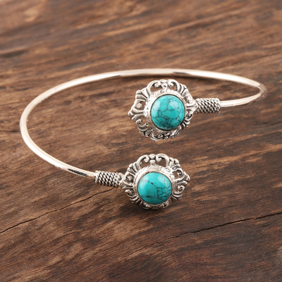Sterling silver cuff bracelet, 'Agra Alignment' - Sterling Silver Cuff Bracelet from India